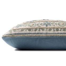 Sienna French Country Blue Cotton Floral Lumbar Pillow - 13x21|