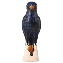 Lucan Updated Traditional Antique Blue Terracotta Parrot Statue - Set of 2|
