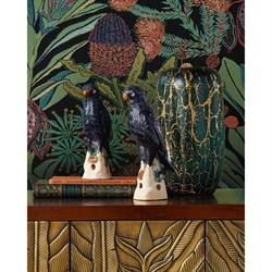 Lucan Updated Traditional Antique Blue Terracotta Parrot Statue - Set of 2|