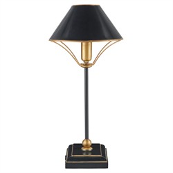 Dresden Updated Traditional Oval Shade Black Wood Table Lamp|