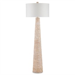 Elliot Coastal Beach Whitewash Water Hyacinth Column Floor Lamp|