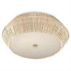 Rica Coastal Beach White Rattan Flush Mount|