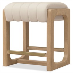 Leni Modern Classic Beige Leather Oak Wood Counter Stool|