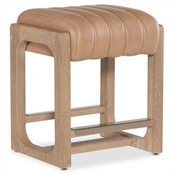 Leni Modern Classic Brown Leather Light Oak Wood Counter Stool|