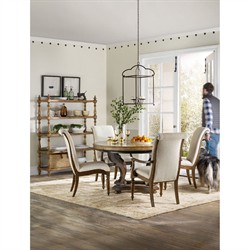 Alban Updated Traditional Beige Linen Dining Chair|