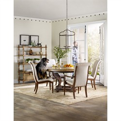 Alban Updated Traditional Beige Linen Dining Chair|