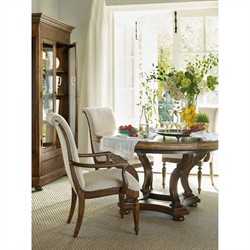 Alban Updated Traditional Beige Linen Dining Chair|