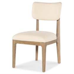 Leni Modern Classic Cream Upholstered Oak Wood Dining Chair|