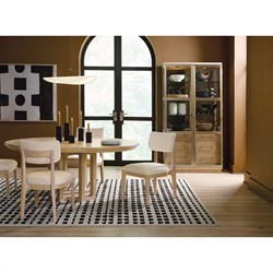 Leni Modern Classic Cream Upholstered Oak Wood Dining Chair|