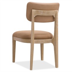 Leni Modern Classic Brown Leather Oak Wood Dining Chair|