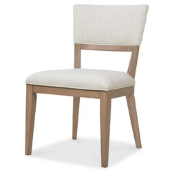 Amleto Modern Classic Cream Performance Brown Oak Dining Chair|