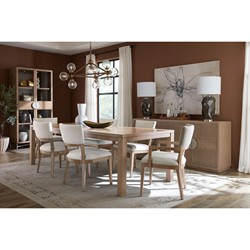 Amleto Modern Classic Cream Performance Brown Oak Dining Chair|