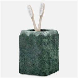 Pigeon and Poodle Proviso Modern Classic Jade Green Fluted Marble Brush Holder|