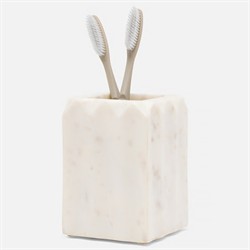 Pigeon and Poodle Proviso Modern Classic White Fluted Marble Brush Holder|