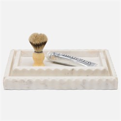 Pigeon and Poodle Proviso Modern Classic White Fluted Marble Nested Tray - Set of 2|