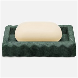 Pigeon and Poodle Proviso Modern Classic Jade Green Fluted Marble Soap Dish|