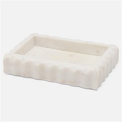 Pigeon and Poodle Proviso Modern Classic White Fluted Marble Soap Dish|