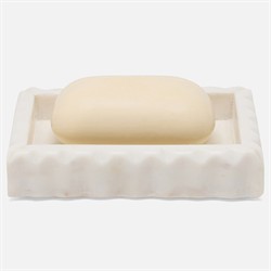 Pigeon and Poodle Proviso Modern Classic White Fluted Marble Soap Dish|