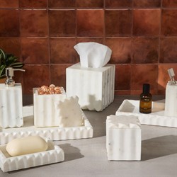 Pigeon and Poodle Proviso Modern Classic White Fluted Marble Soap Pump|