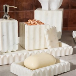 Pigeon and Poodle Proviso Modern Classic White Fluted Marble Soap Pump|