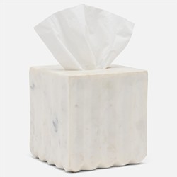 Pigeon and Poodle Proviso Modern Classic White Fluted Marble Tissue Box|