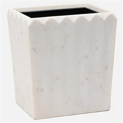 Pigeon and Poodle Proviso Modern Classic White Fluted Marble Rectangular Waste Basket|
