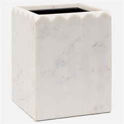 Pigeon and Poodle Proviso Modern Classic White Fluted Marble Square Waste Basket|