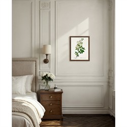 Lilou French Country White Spirea Gold Beaded Frame Illustration - 16x12|