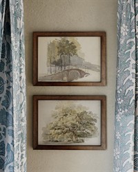 Lyra Traditional Green Tree Landscape Brown Walnut Frame Painting - 8x10|