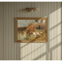Brooks Traditional Brown Hunting Dog Gold Frame Painting - 12x16|