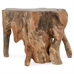 Prescy Coastal Beach Natural Brown Teak Wood Root End Table|