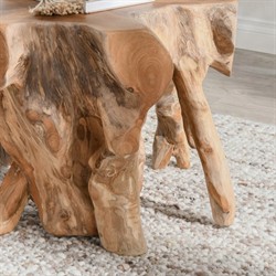 Prescy Coastal Beach Natural Brown Teak Wood Root End Table|