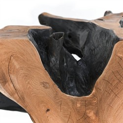 Prescy Coastal Beach Black Brown Teak Root Square Coffee Table|