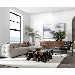 Prescy Coastal Beach Black Brown Teak Root Square Coffee Table|