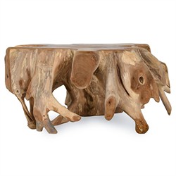 Prescy Coastal Beach Natural Brown Teak Wood Root Coffee Table|