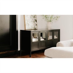 Riona Modern Classic Black Pine Wood Sideboard|