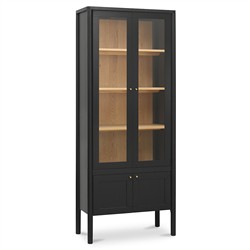 Riona Modern Classic Black Pine Wood Tall Display Cabinet|