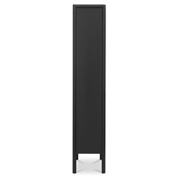 Riona Modern Classic Black Pine Wood Tall Display Cabinet|