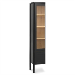 Riona Modern Classic Black Pine Wood Tall Display Cabinet|