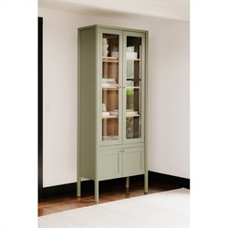 Riona Modern Classic Green Pine Wood Tall Display Cabinet|