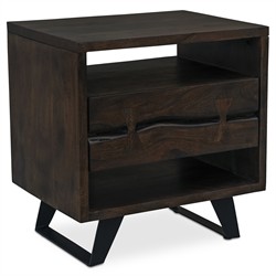 Atlas Rustic Lodge Dark Brown Acacia Wood Nightstand|