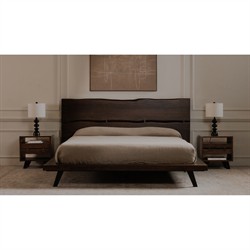 Atlas Rustic Lodge Dark Brown Acacia Wood Nightstand|