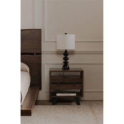 Atlas Rustic Lodge Dark Brown Acacia Wood Nightstand|