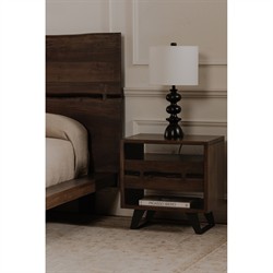 Atlas Rustic Lodge Dark Brown Acacia Wood Nightstand|