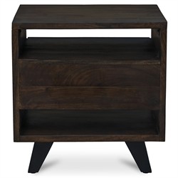 Atlas Rustic Lodge Dark Brown Acacia Wood Nightstand|