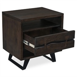Atlas Rustic Lodge Dark Brown Acacia Wood Nightstand|