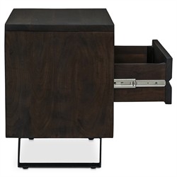 Atlas Rustic Lodge Dark Brown Acacia Wood Nightstand|