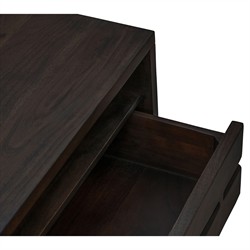 Atlas Rustic Lodge Dark Brown Acacia Wood Nightstand|