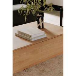 Rex Modern Classic Natural Oak Rectangular Storage Coffee Table|