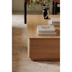 Rex Modern Classic Natural Oak Rectangular Storage Coffee Table|